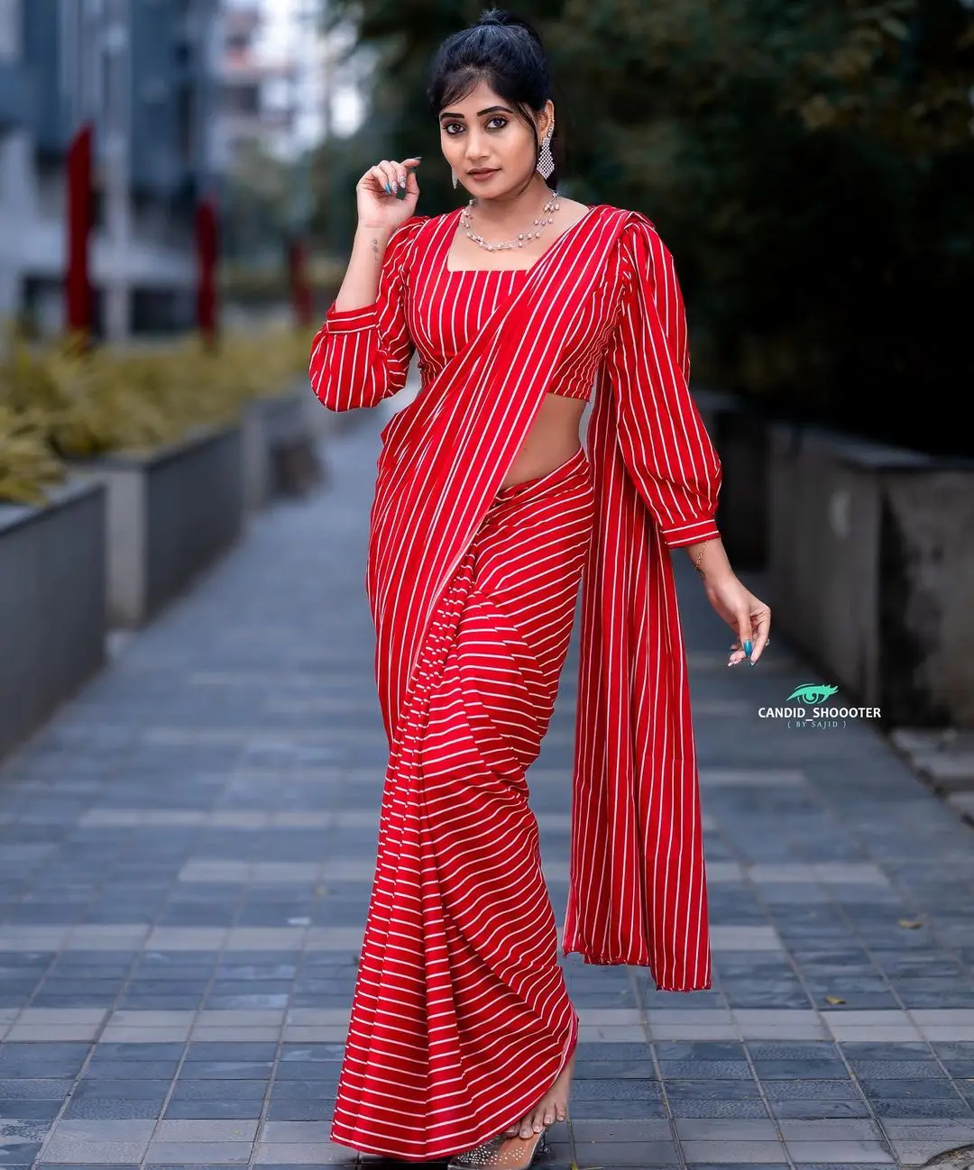 Vasanthi Krishnan Wearing Traditional Red Saree Blouse